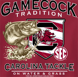 South Carolina Gamecocks Football T-Shirts - Carolina Tackle On Water And Grass